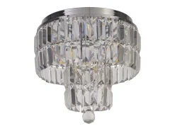 Lámpara Suspendida-Lampada a Soffitto Classica Impero Acciaio Cromo Vetro Trasparente 4 Luci E14 Plateado