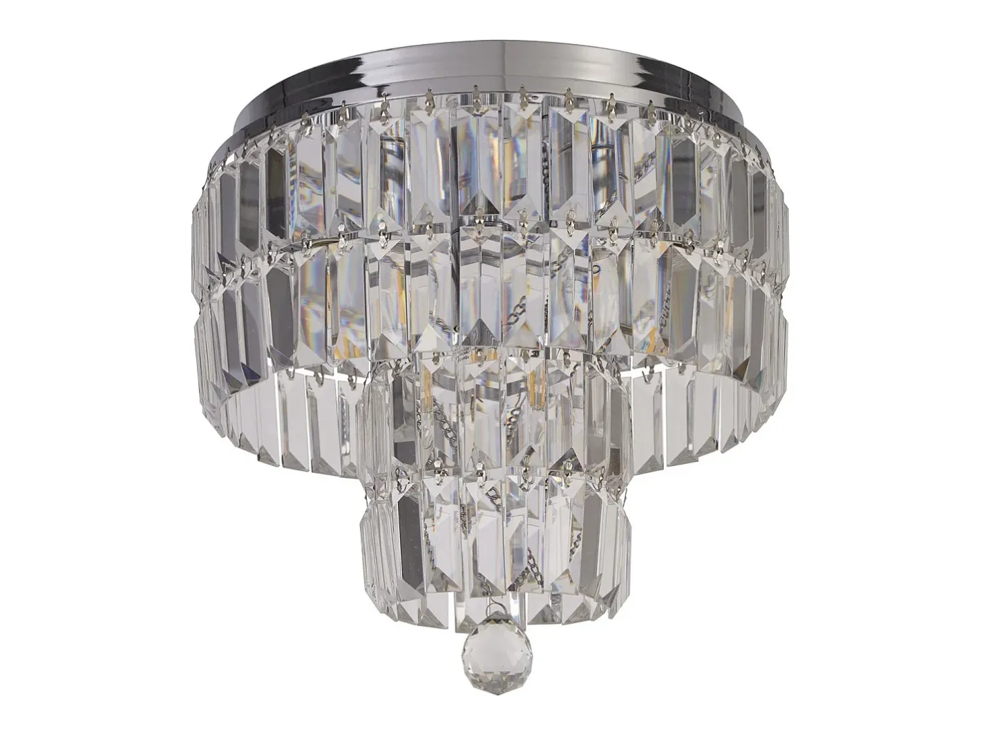 Lámpara Suspendida-Lampada a Soffitto Classica Impero Acciaio Cromo Vetro Trasparente 4 Luci E14 Plateado