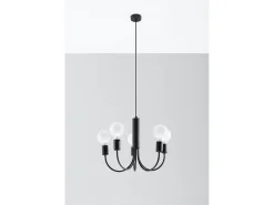 Sollux Lighting Lámpara Suspendida-Lampada a sospensione a 5 bracci multi-braccio nera 5x E27 Lámpara colgante Multi Arm 5 brazos 5x E27 Negro