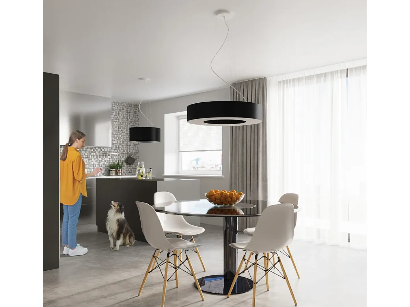 Sollux Lighting Lámpara Suspendida-Lampada a Sospensione Cilindrica Nera 70cm E27 Lámpara colgante cilíndrica Negra 70cm E27 Negro