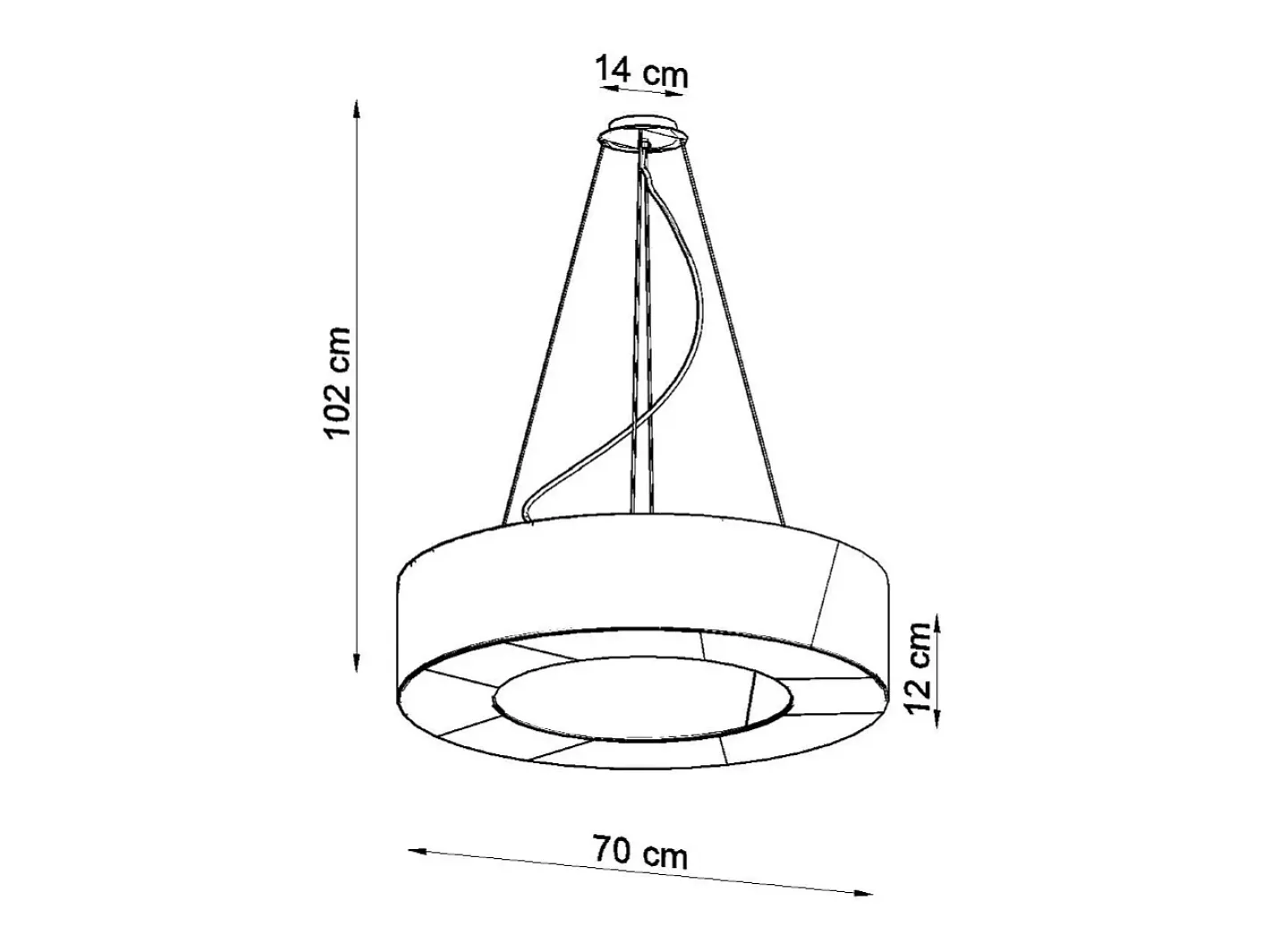 Sollux Lighting Lámpara Suspendida-Lampada a Sospensione Cilindrica Nera 70cm E27 Lámpara colgante cilíndrica Negra 70cm E27 Negro