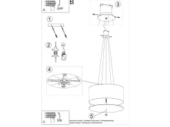 Sollux Lighting Lámpara Suspendida-Lampada a Sospensione Cilindrica Nera 60cm E27 Lámpara colgante cilíndrica Negra 60cm E27 Negro