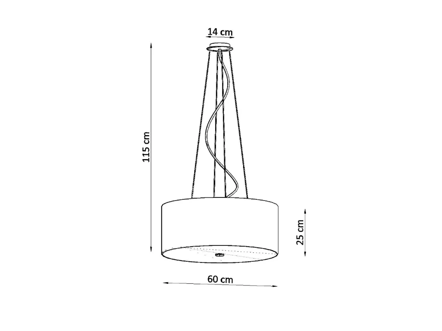 Sollux Lighting Lámpara Suspendida-Lampada a Sospensione Cilindrica Nera 60cm E27 Lámpara colgante cilíndrica Negra 60cm E27 Negro