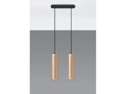 Sollux Lighting Lámpara Suspendida-Lampada a sospensione doppia in legno naturale GU10 Lámpara colgante Twin de madera natural GU10 Marru00f3n