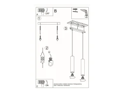 Sollux Lighting Lámpara Suspendida-Lampada a sospensione doppia in legno naturale GU10 Lámpara colgante Twin de madera natural GU10 Marru00f3n
