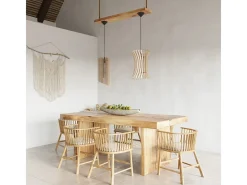 Sollux Lighting Lámpara Suspendida-Lampada a sospensione in filo di legno naturale E27 Lámpara colgante con marco de alambre Madera natural E27 Marru00f3n