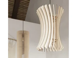 Sollux Lighting Lámpara Suspendida-Lampada a sospensione in filo di legno naturale E27 Lámpara colgante con marco de alambre Madera natural E27 Marru00f3n