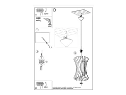 Sollux Lighting Lámpara Suspendida-Lampada a sospensione in filo di legno naturale E27 Lámpara colgante con marco de alambre Madera natural E27 Marru00f3n