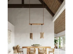 Sollux Lighting Lámpara Suspendida-Lampada a sospensione in filo di legno naturale E27 Lámpara colgante con marco de alambre Madera natural E27 Marru00f3n