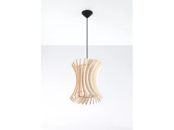 Sollux Lighting Lámpara Suspendida-Lampada a sospensione in filo di legno naturale E27 Lámpara colgante con marco de alambre Madera natural E27 Marru00f3n