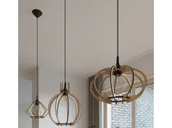 Sollux Lighting Lampada a sospensione in filo di legno naturale E27 Lámpara colgante con marco de alambre Madera natural E27 Marru00f3n Online