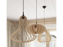 Sollux Lighting Lampada a sospensione in filo di legno naturale E27 Lámpara colgante con marco de alambre Madera natural E27 Marru00f3n Clearance