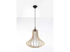 Sollux Lighting Lampada a sospensione in filo di legno naturale E27 Lámpara colgante con marco de alambre Madera natural E27 Marru00f3n Clearance
