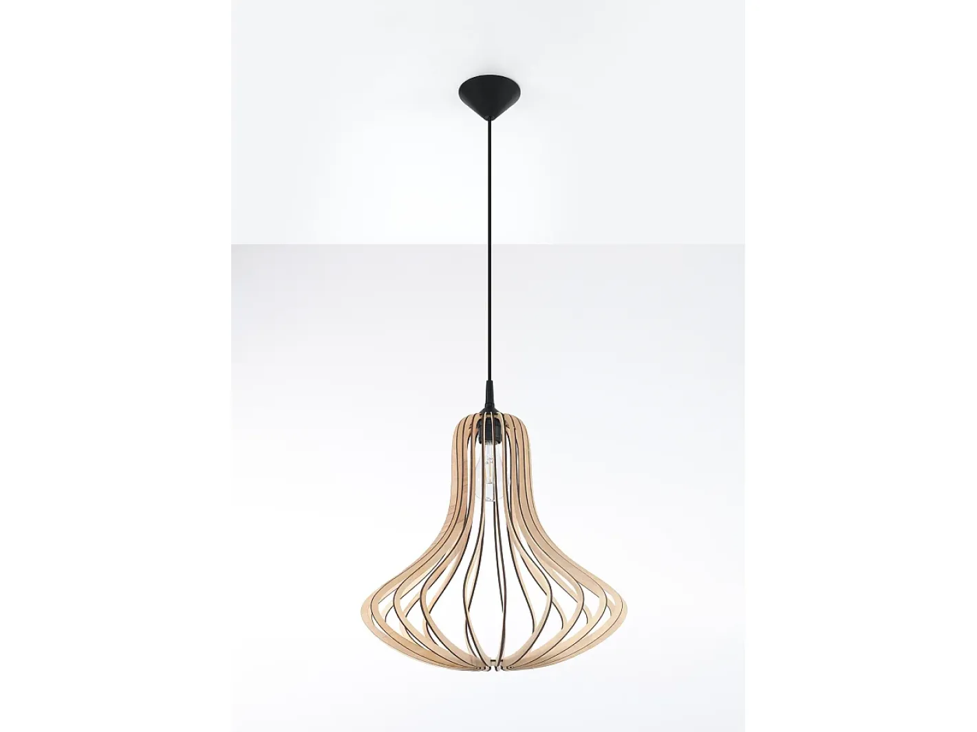 Sollux Lighting Lampada a sospensione in filo di legno naturale E27 Lámpara colgante con marco de alambre Madera natural E27 Marru00f3n Clearance