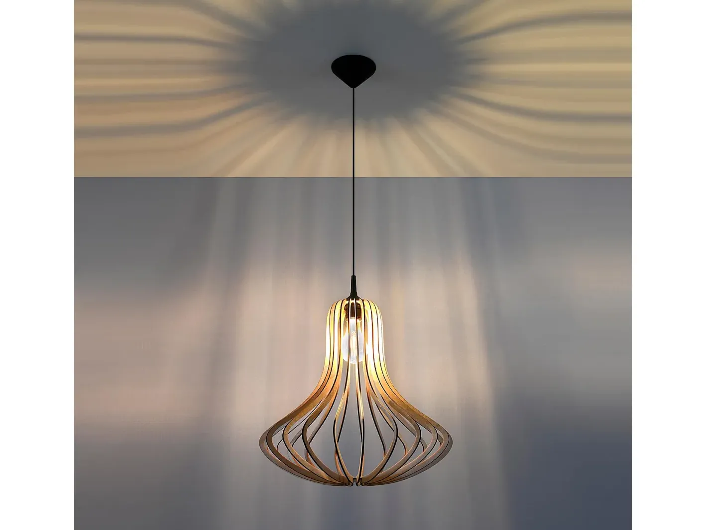 Sollux Lighting Lampada a sospensione in filo di legno naturale E27 Lámpara colgante con marco de alambre Madera natural E27 Marru00f3n Clearance