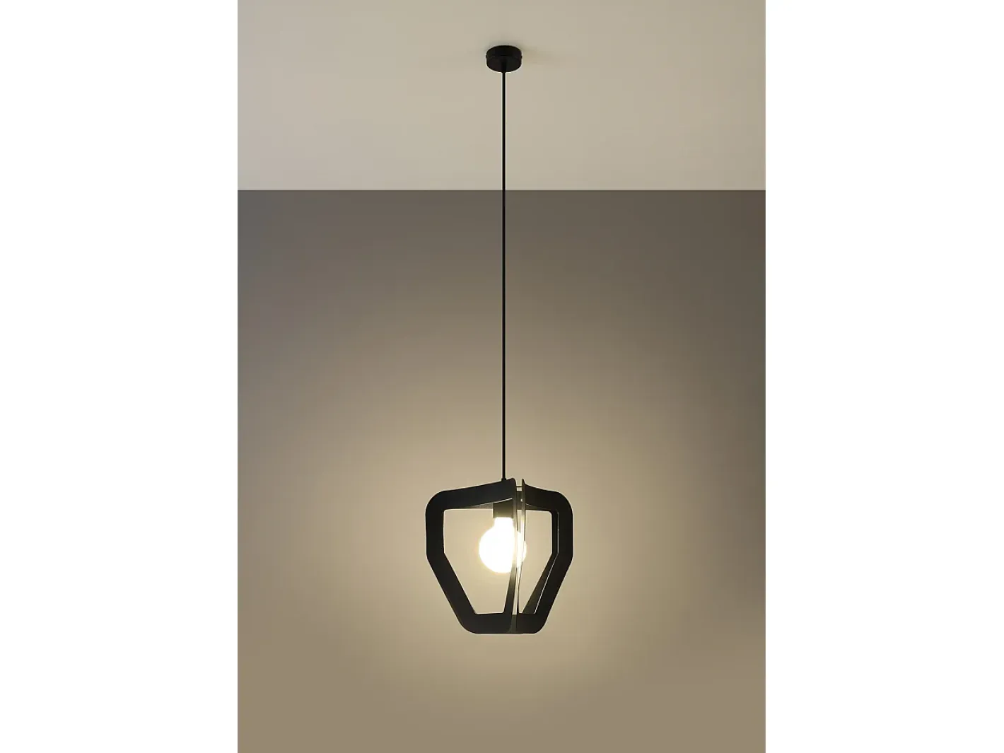 Sollux Lighting Lámpara Suspendida-Lampada a sospensione moderna con struttura a filo nera E27 E Lámpara colgante moderna con marco de alambre E27 Negro