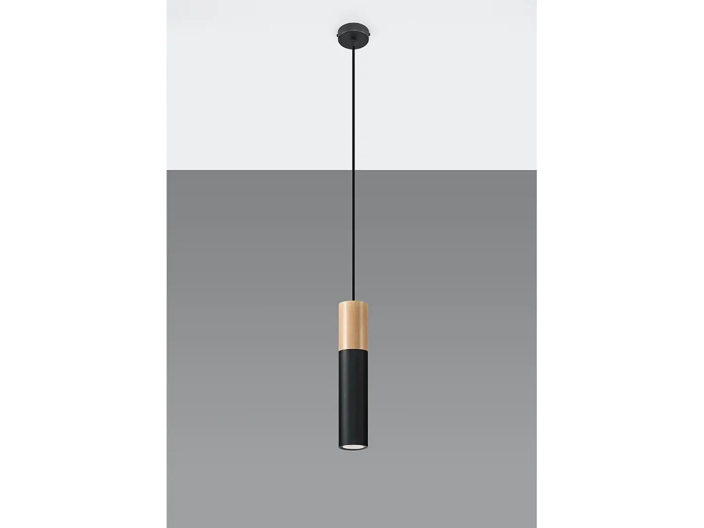 Sollux Lighting Lampada a sospensione sottile 8 cm nera, legno naturale GU10 Lámpara colgante delgada de 8 cm , madera natural GU10 Negro Clearance