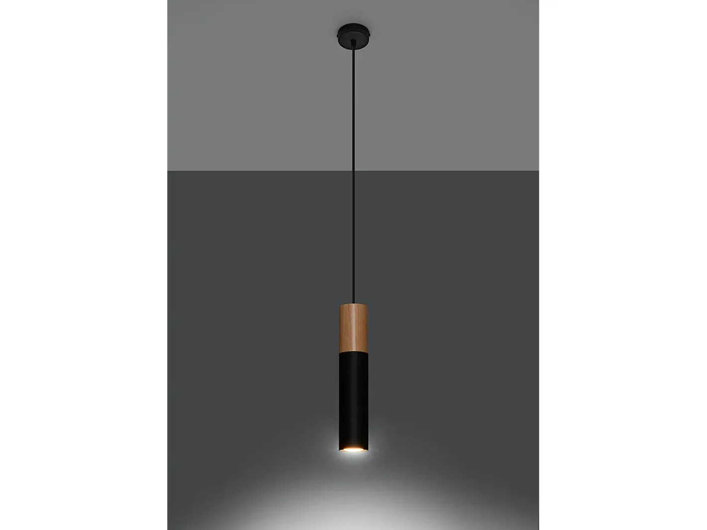 Sollux Lighting Lampada a sospensione sottile 8 cm nera, legno naturale GU10 Lámpara colgante delgada de 8 cm , madera natural GU10 Negro Clearance