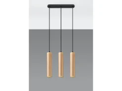Sollux Lighting Lámpara Suspendida-Lampada a sospensione tripla in legno naturale GU10 Lámpara colgante triple madera natural GU10 Marru00f3n