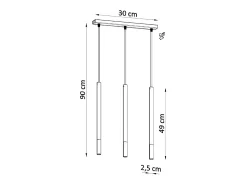 Best Sollux Lighting Lampada a sospensione tripla Nero, Oro G9 Lámpara colgante triple negra, dorada G9 Negro