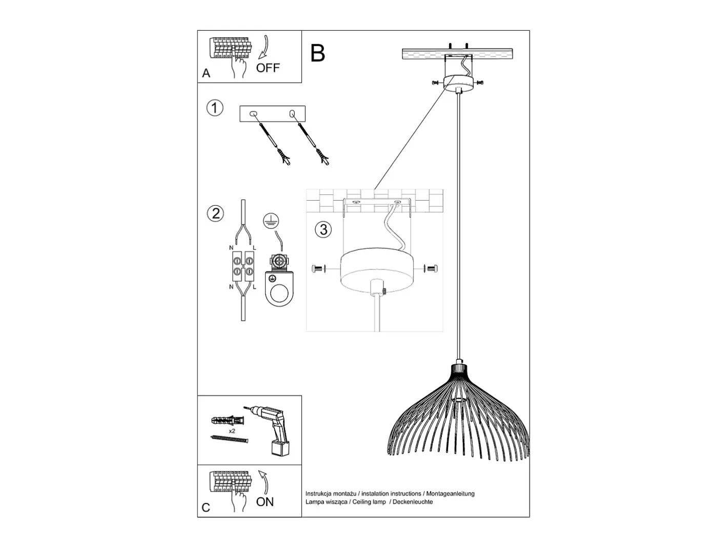 Sollux Lighting Lampada a sospensione Wire Frame bianca E27 Lámpara colgante con marco de alambre E27 Blanco Discount