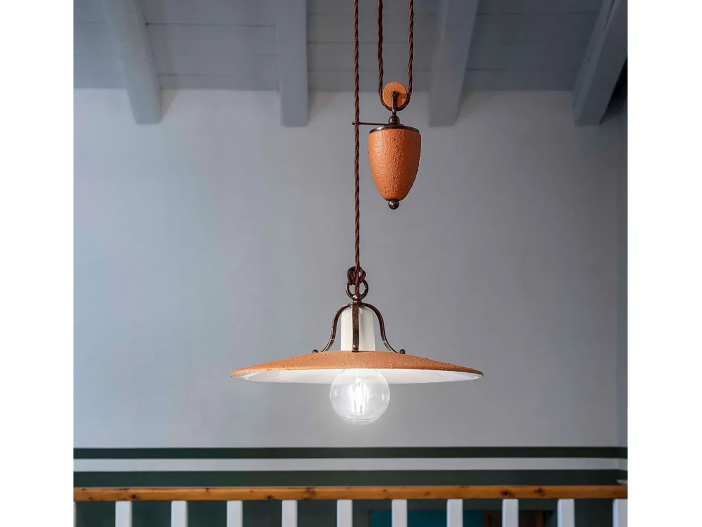 Discount Ferroluce Lampadario Classico Bologna Metallo E Ceramica Nero Sfumato Rame 1 Luce E27 Cobrizo