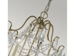 Lámpara Suspendida-Lampadario Classico Gianna Cristallo Argento Dorato Vetro Oro 6 Luci E14 Dorado