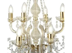 Lampadario Classico Marie Therese Acciaio Oro Vetro Trasparente 12 Luci E14 Dorado