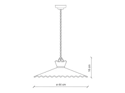 Ferroluce Lámpara Suspendida-Lampadario Classico Ravenna Metallo E Ceramica Nero Sfumato Arg. 44Cm 1 Luce E27 Negro