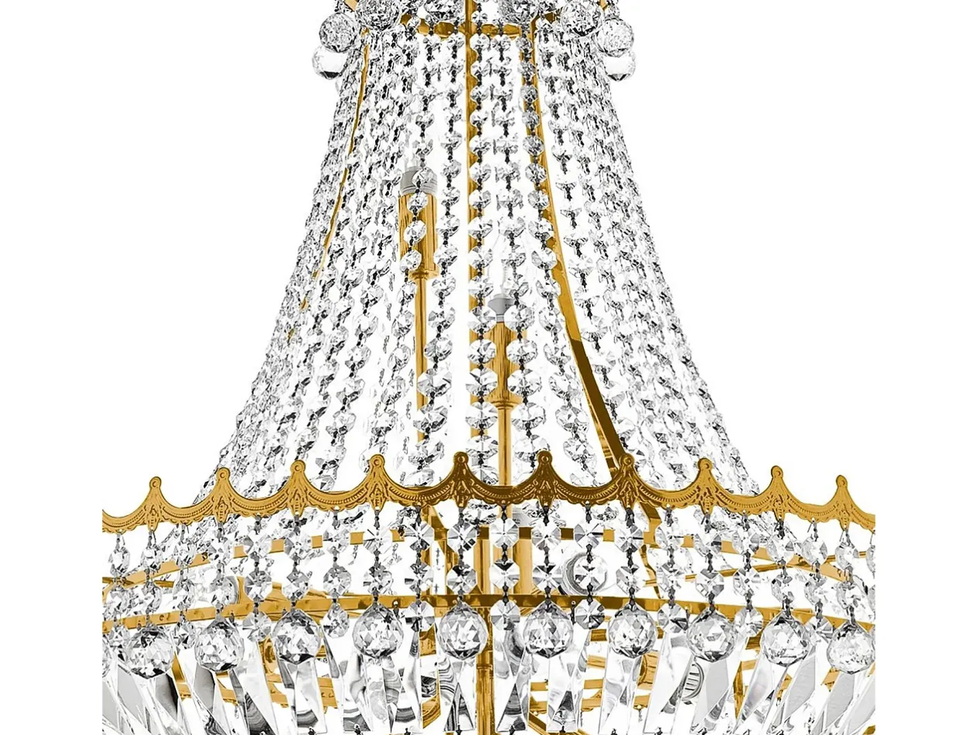 Lámpara Suspendida-Lampadario Classico Versailles Acciaio Oro Vetro 13 Luci E14 Dorado