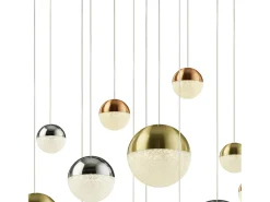 Lampadario Contemp Pianeti Acciaio Cromo Policarbonato Ottone Led 109W 4000K Plateado