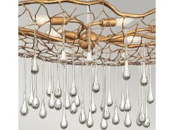 Lámpara Suspendida-Lampadario Contemporaneo Laguna Acciaio Oro Brunito Vetro 8 Luci E14 Dorado