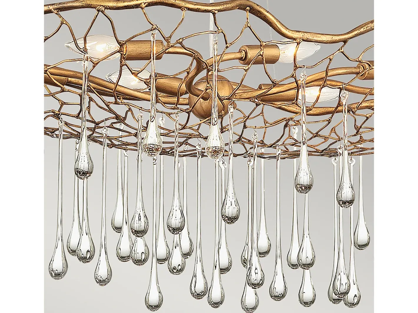 Lámpara Suspendida-Lampadario Contemporaneo Laguna Acciaio Oro Brunito Vetro 8 Luci E14 Dorado