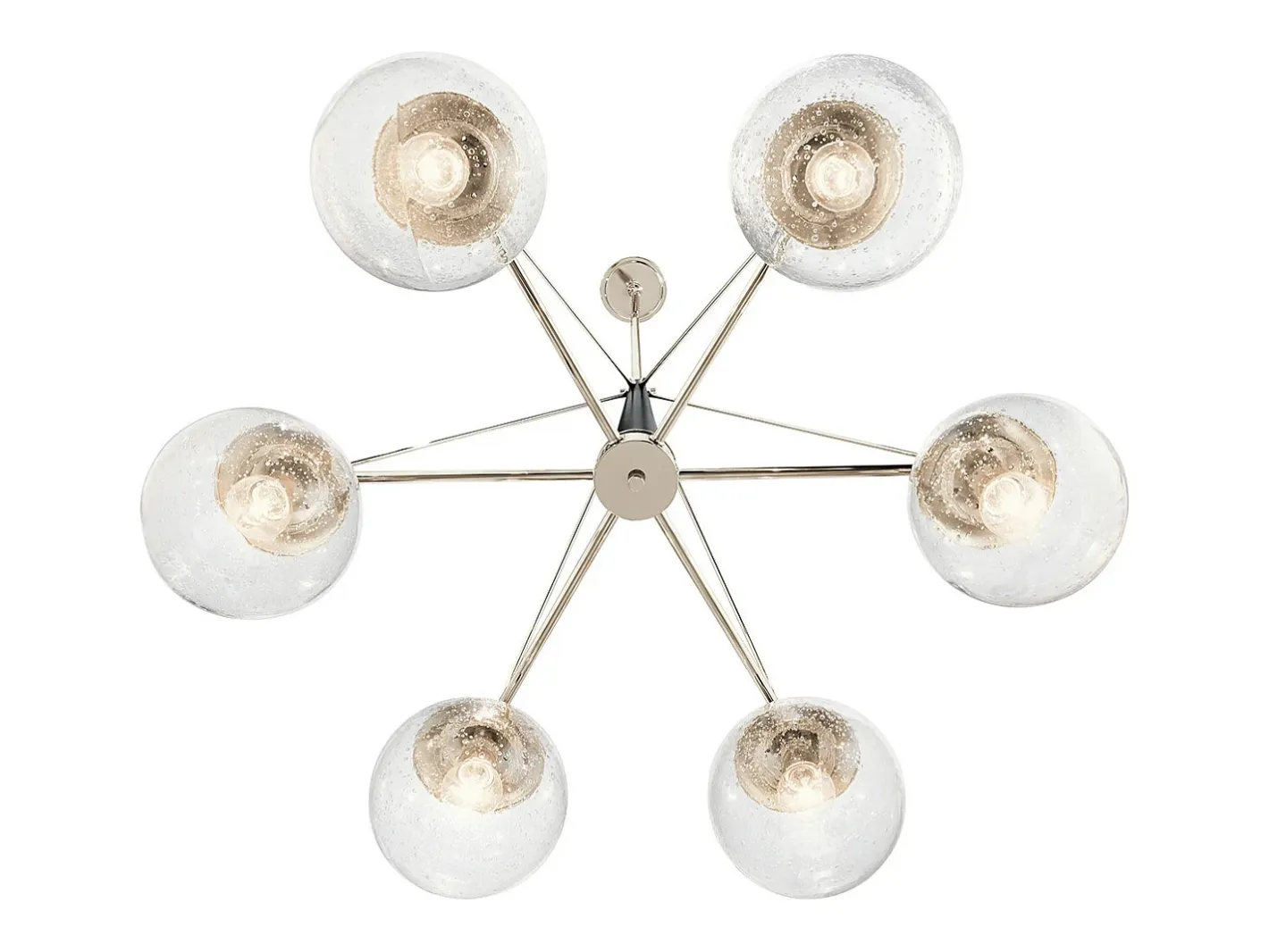 Lámpara Suspendida-Lampadario Contemporaneo Marilyn Acciaio Nichel Lucido Vetro 6 Luci E27 Gris