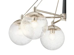 Lámpara Suspendida-Lampadario Contemporaneo Marilyn Acciaio Nichel Lucido Vetro 6 Luci E27 Gris