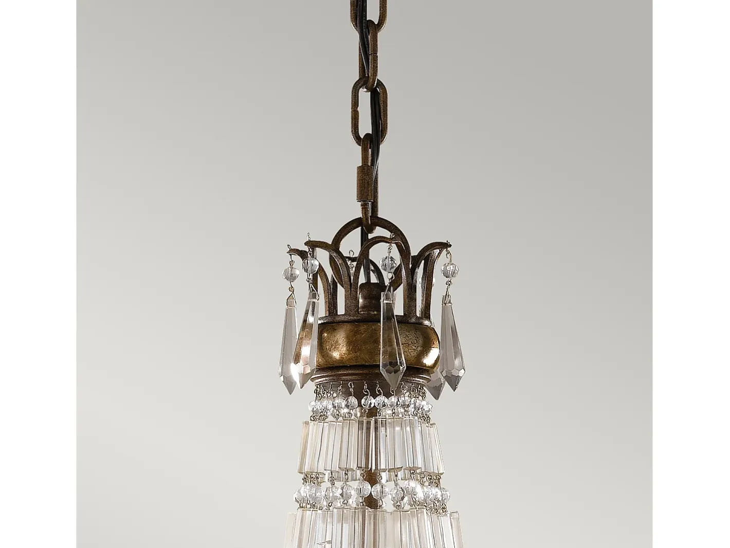 Lampadario Contemporaneo Bellini Acciaio Bronzo Ossidato Cristallo 6 Luci E14 Bronce New