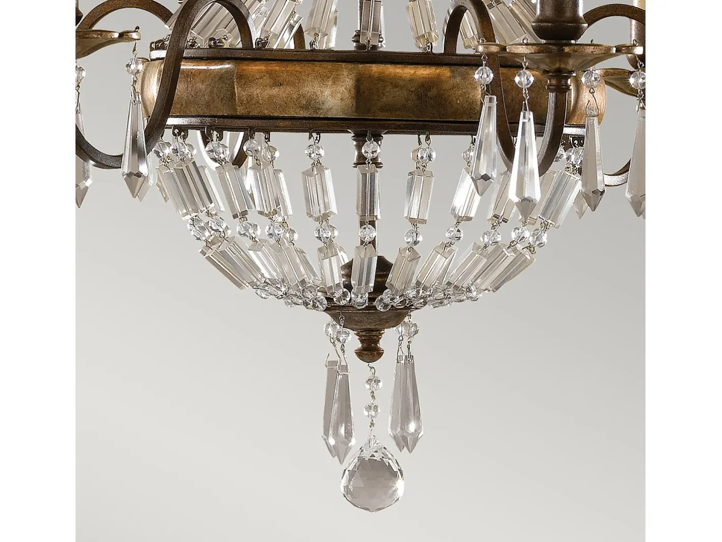 Lampadario Contemporaneo Bellini Acciaio Bronzo Ossidato Cristallo 6 Luci E14 Bronce New