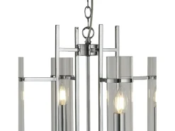 Lampadario Contemporaneo Milo Acciaio Cromo Vetro 4 Luci E14 Plateado Hot
