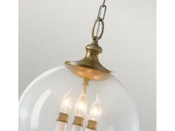 Lámpara Suspendida-Lampadario Contemporaneo Argento Acciaio Foglia Argento Vetro 3 Luci E14 Plateado