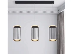 New Lampadario Contemporaneo Circolo Alluminio Bianco Silicone Nero Led 35W 3000K Blanco