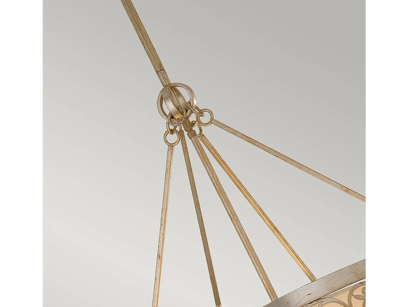 Lampadario Contemporaneo Arabesque Acciaio Foglia Argento Vetro 4 Luci E27 Plateado Discount
