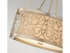 Lampadario Contemporaneo Arabesque Acciaio Foglia Argento Vetro 4 Luci E27 Plateado Discount