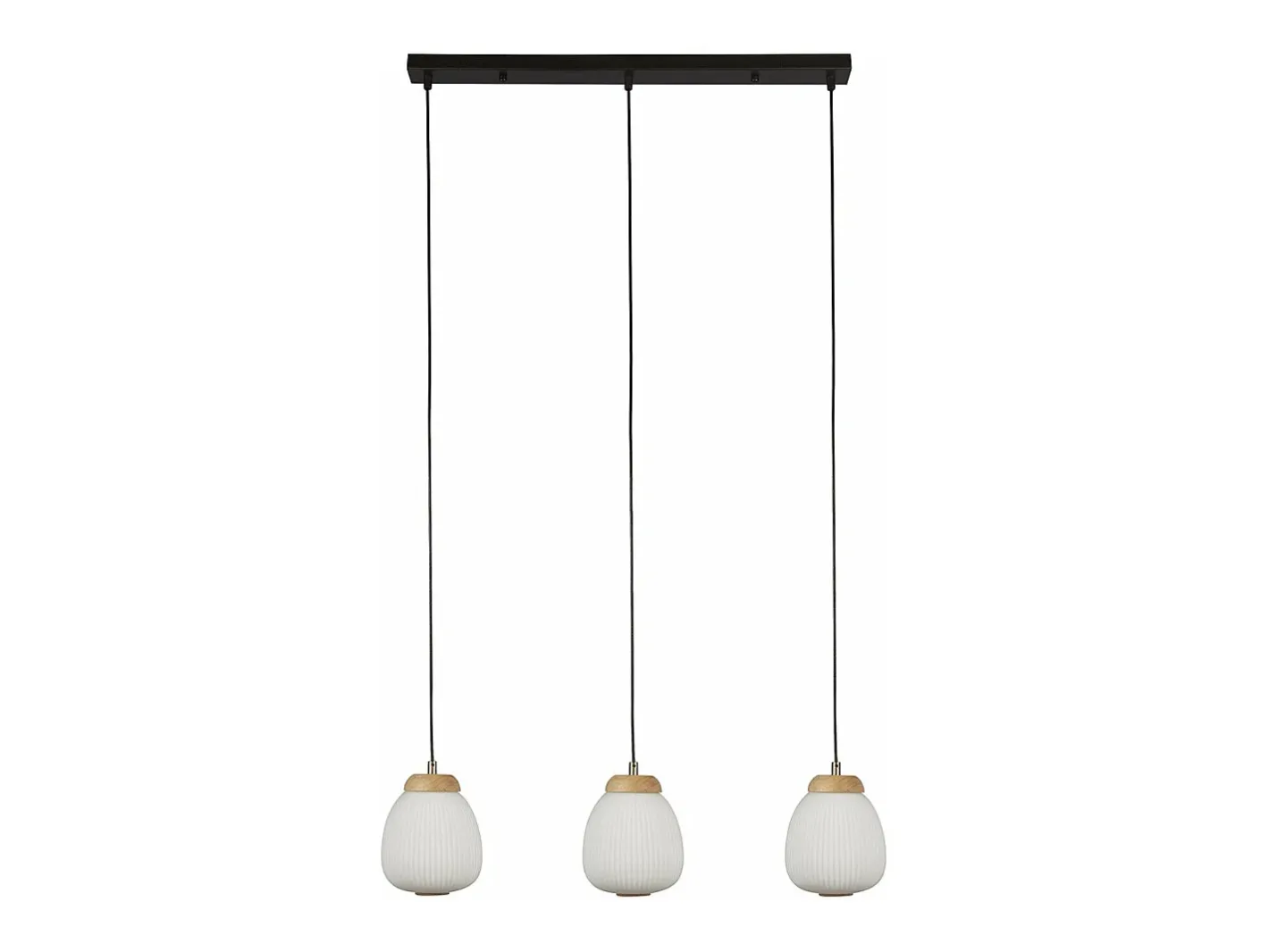 Lámpara Suspendida-Lampadario Contemporaneo Ella Acciaio Bianco Vetro Nero 3 Luci E14 Blanco