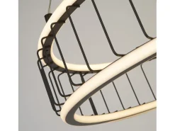 Sale Lampadario Contemporaneo Circolo Acciaio Nero Alluminio Bianco Led 46,4W 3000K Blanco