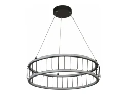 Sale Lampadario Contemporaneo Circolo Acciaio Nero Alluminio Bianco Led 46,4W 3000K Blanco