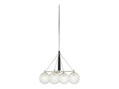 Lámpara Suspendida-Lampadario Contemporaneo Marilyn Acciaio Nichel Lucido Vetro 4 Luci E27 Gris