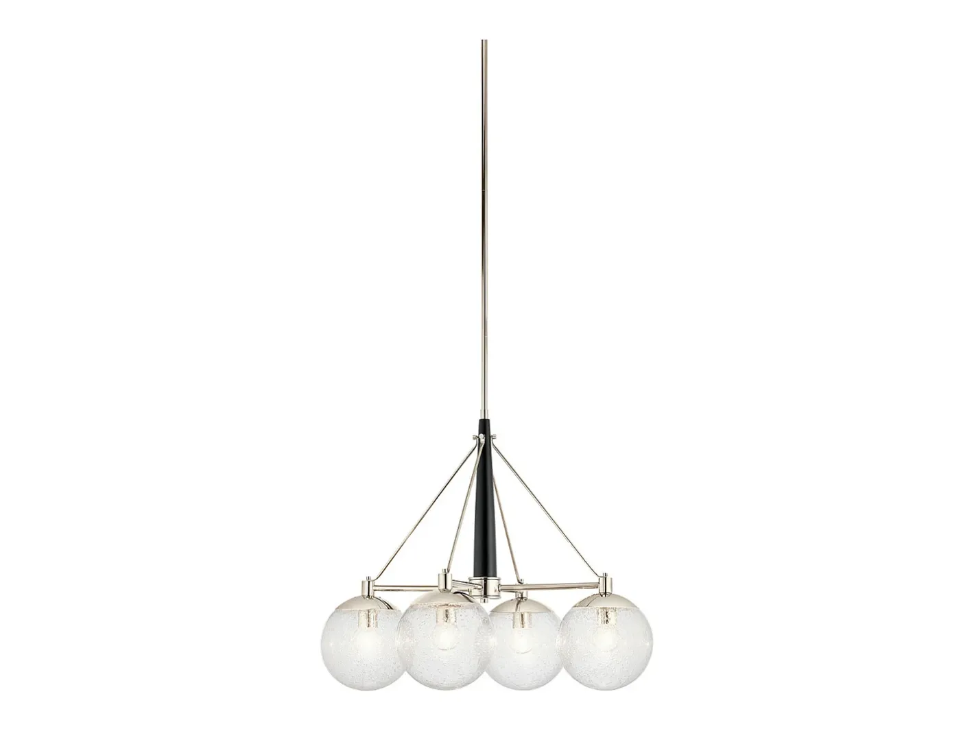 Lámpara Suspendida-Lampadario Contemporaneo Marilyn Acciaio Nichel Lucido Vetro 4 Luci E27 Gris