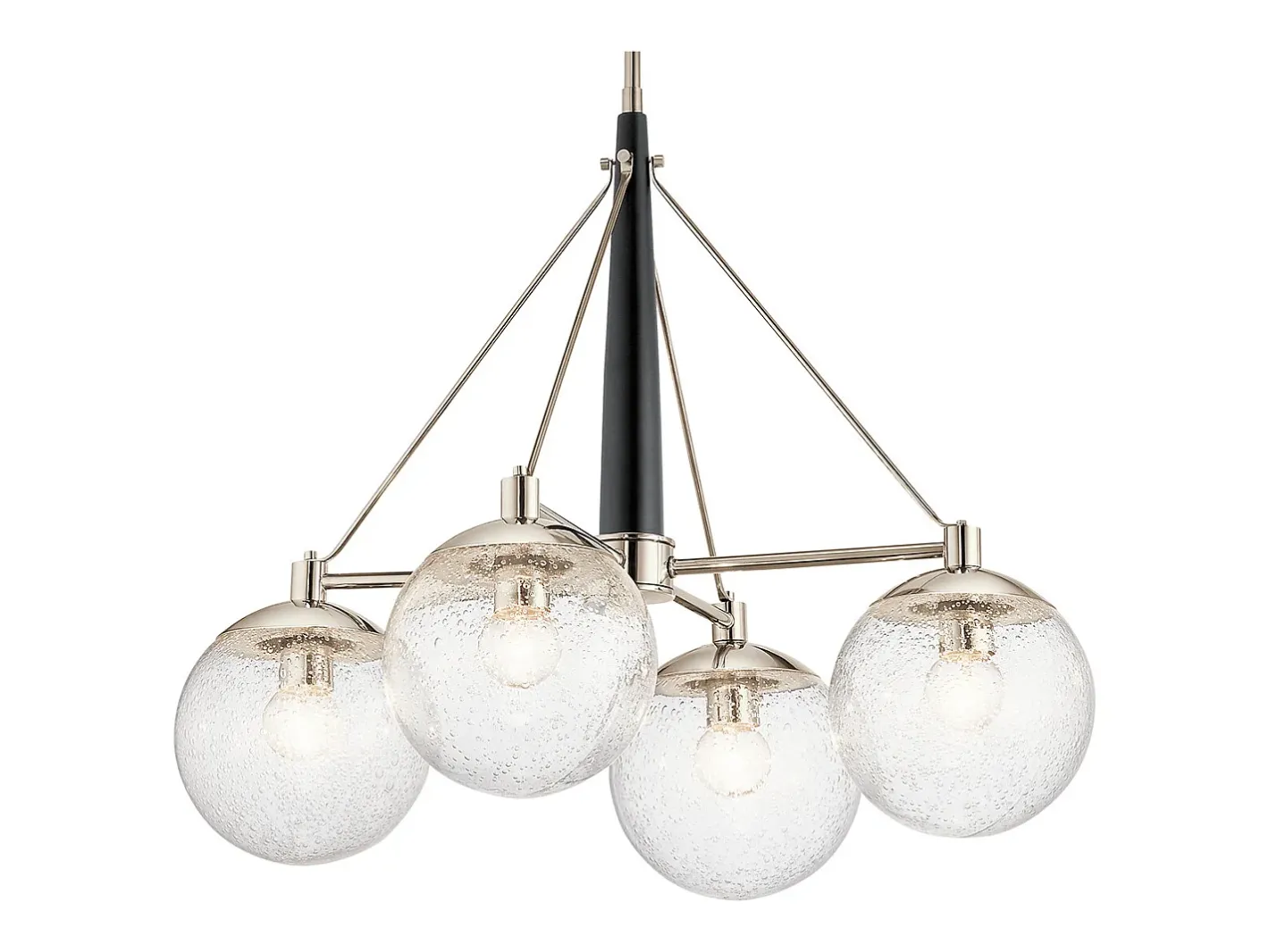 Lámpara Suspendida-Lampadario Contemporaneo Marilyn Acciaio Nichel Lucido Vetro 4 Luci E27 Gris
