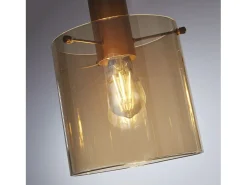 New Lampadario Contemporaneo Svezia Acciaio Marrone Vetro 4 Luci E27 Marru00f3n