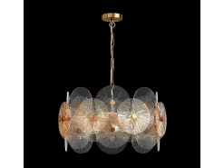 Maytoni Lámpara Suspendida-Lampadario Contemporaneo Aster Metallo Oro 8 Luci Con Diffusore In Vetro Dorado